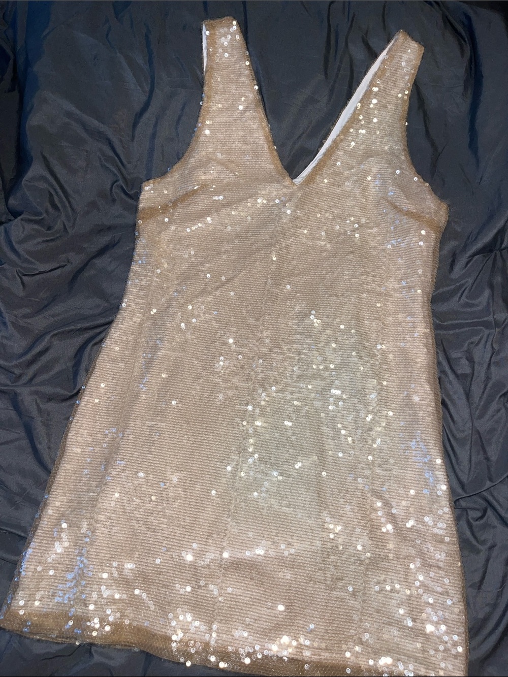 a new day Champagne Sequin V-Neck Mini Dress
